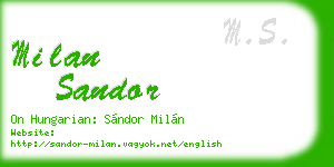 milan sandor business card